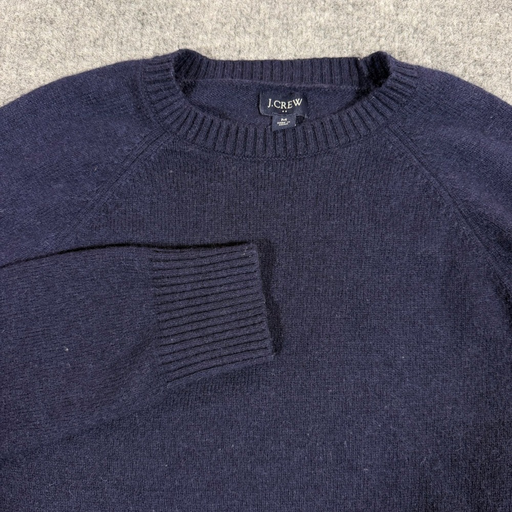 J.Crew Sweater Crewneck Re-Imagined Mens Size M Navy Blue Wool Blend EUC